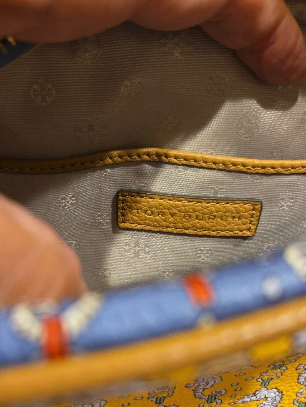 Tory Burch Yellow Seahorse Print Wristlet Bag
